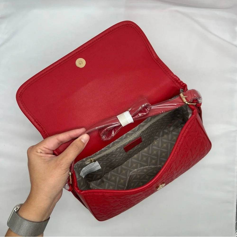 NWT CXL by Christian Lacroix Clara Embossed Logo‎ Shoulder Bag Red